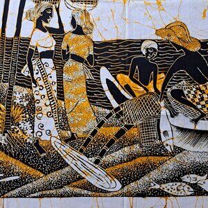 Vintage signed batik by Sri Lanka artist Eric Suriyasena.